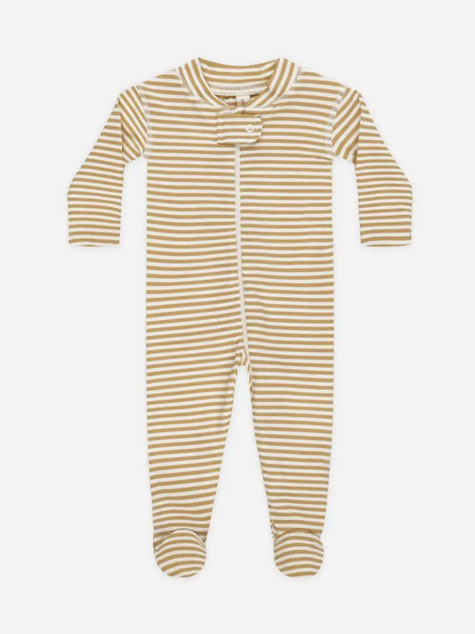 Zip Longsleeve Sleeper Footie / Honey Stripe