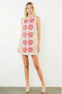 Sleeveless Floral Pattern Dress