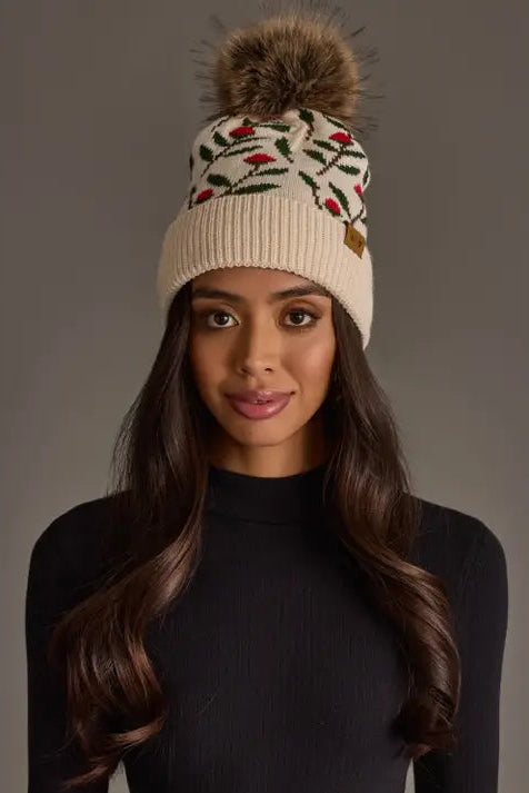 Floral Patterned Pom Hat