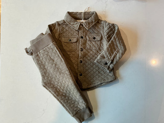 COLORED ORGANICS - Quilted Jacquard Set / Taupe