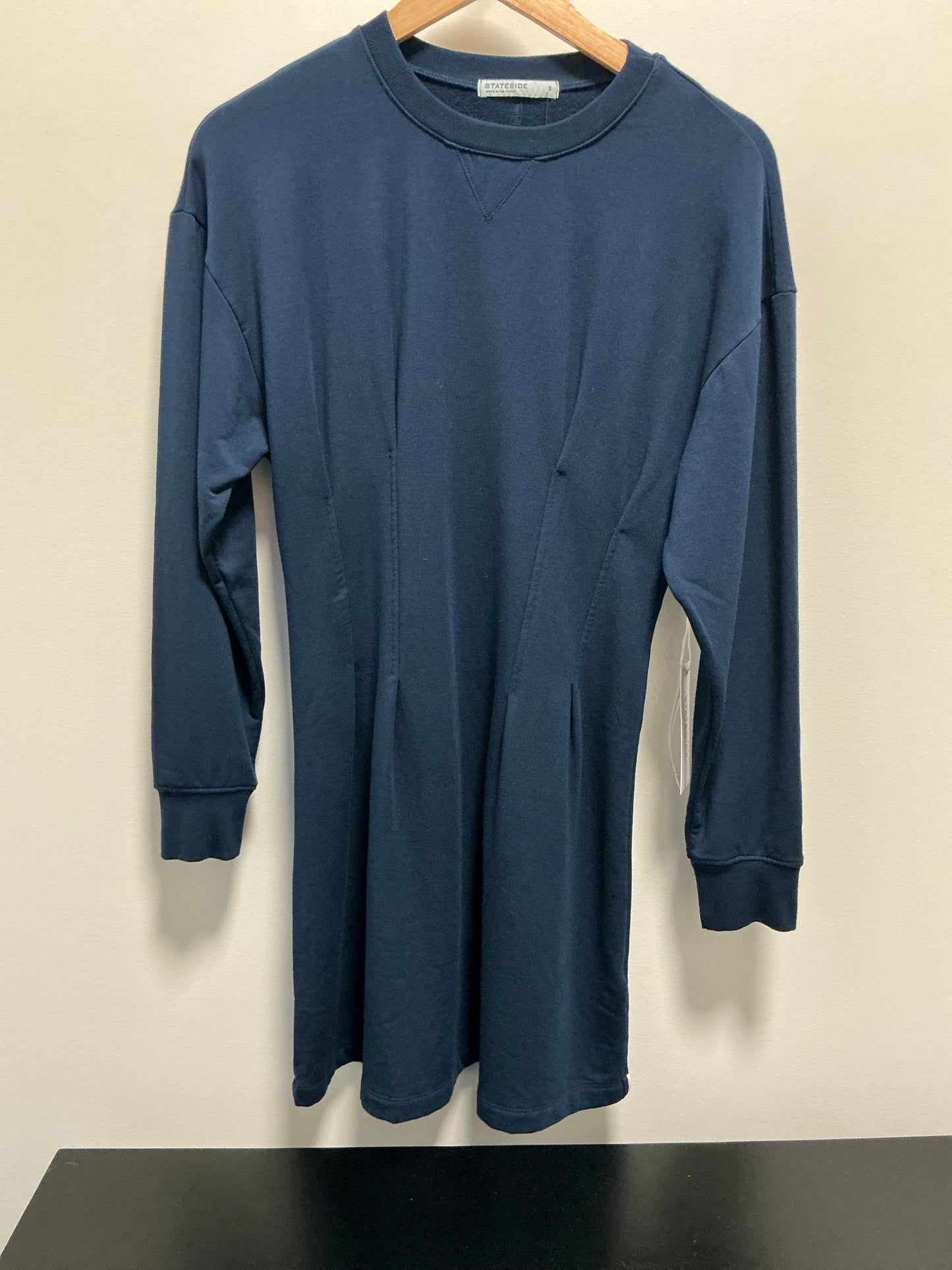 STATESIDE - Navy Heavy Softest Fleece Pintuck Mini Dress