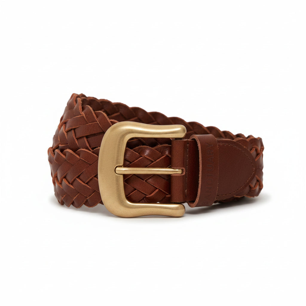 Braided Leather Pulse Belt / Whiskey
