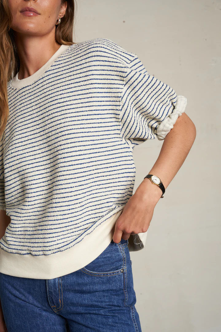 PERFECT WHITE TEE - Rebecca Stripe Short Sleeve Sweatshirt