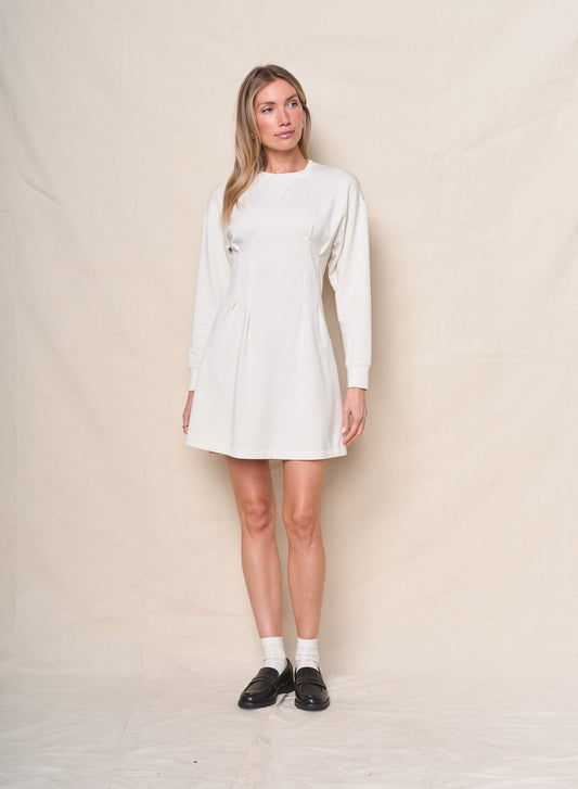 STATESIDE - Navy Heavy Softest Fleece Pintuck Mini Dress