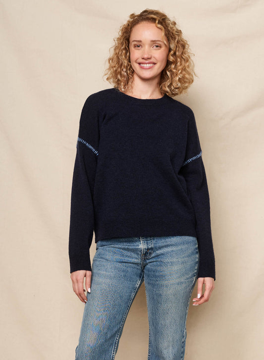 SUNDRY - Crew with Baseball Stitching Sweater