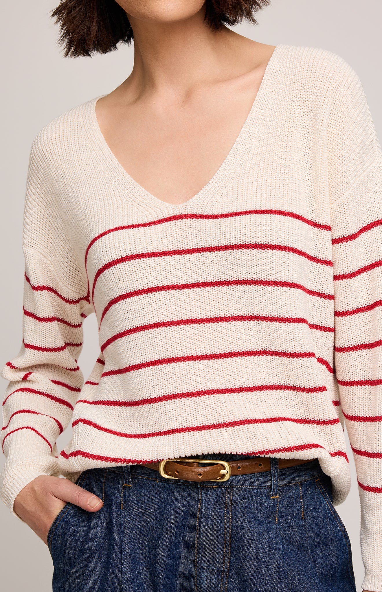 GENTLE FAWN - Tucker Pullover Sweater / Red Stripe