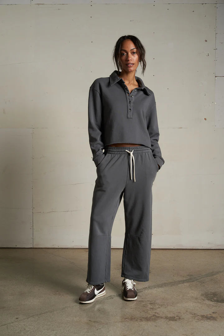 Vinny Fleece Collared Sweatshirt / Charcoal / FINAL SALE
