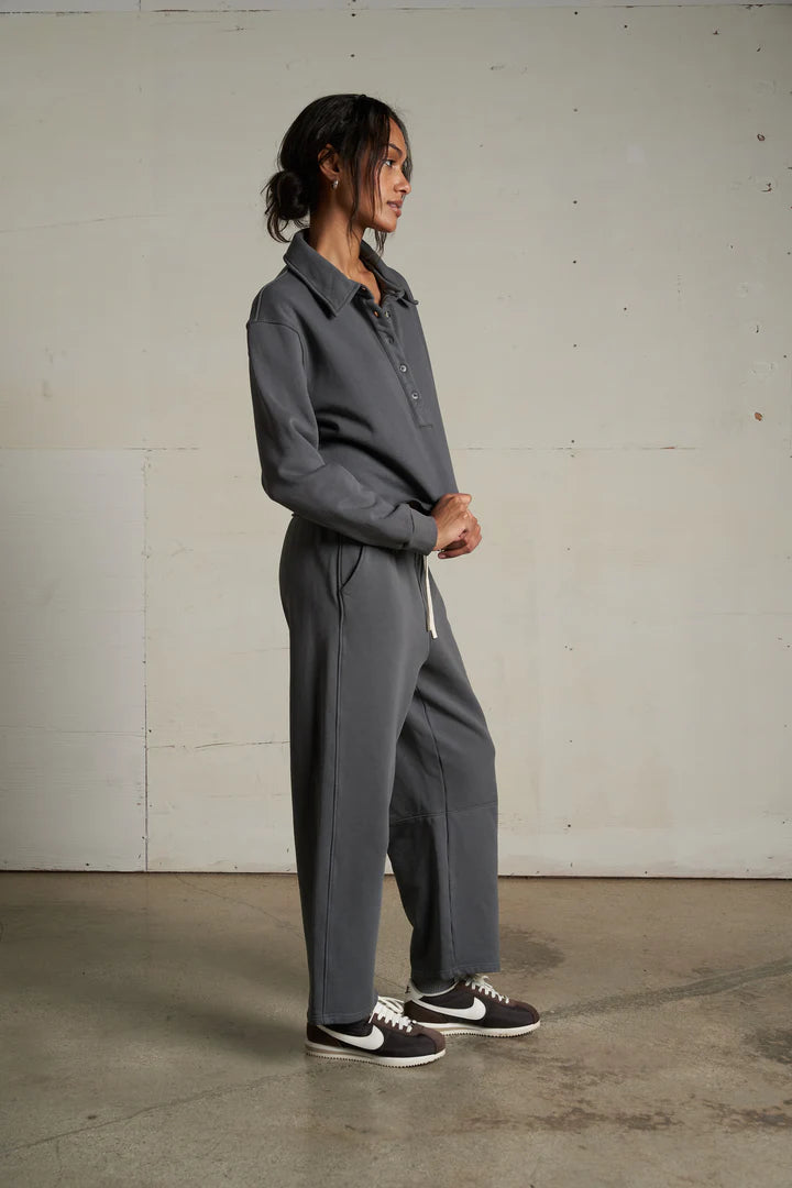 Vinny Fleece Collared Sweatshirt / Charcoal / FINAL SALE