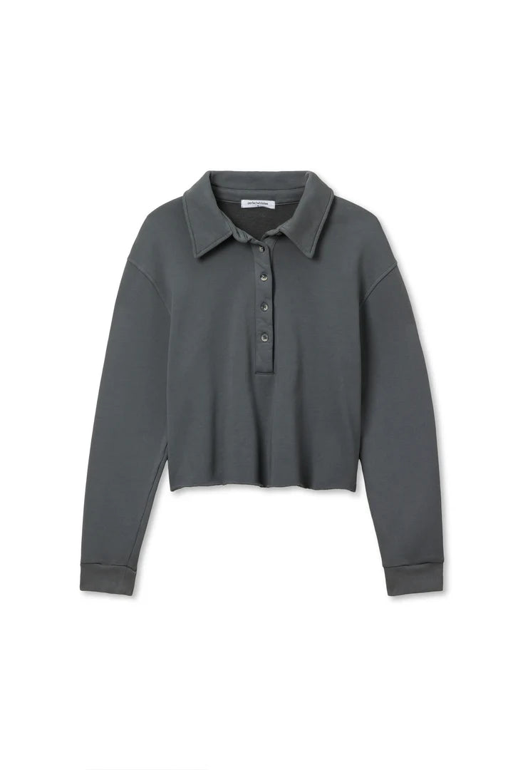 Vinny Fleece Collared Sweatshirt / Charcoal / FINAL SALE