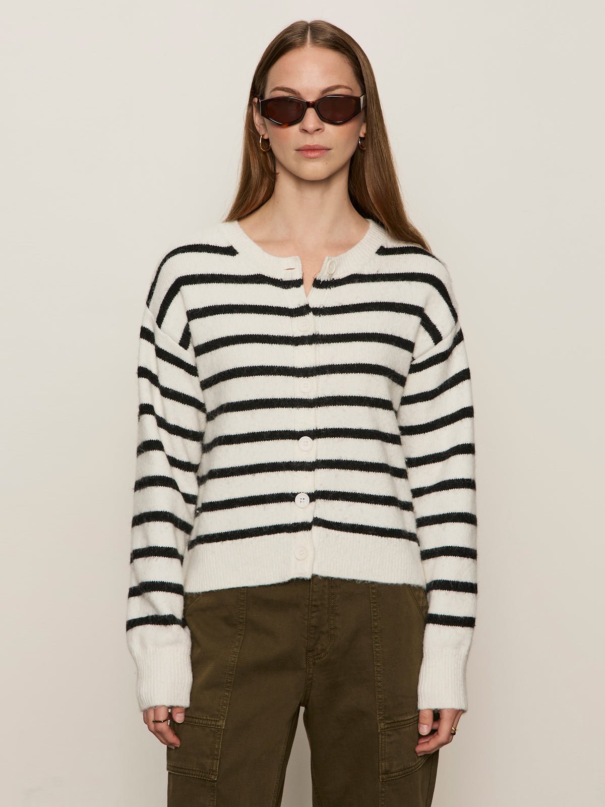 SANCTUARY - Must Have Cardigan/ Chalk with Black Stripe