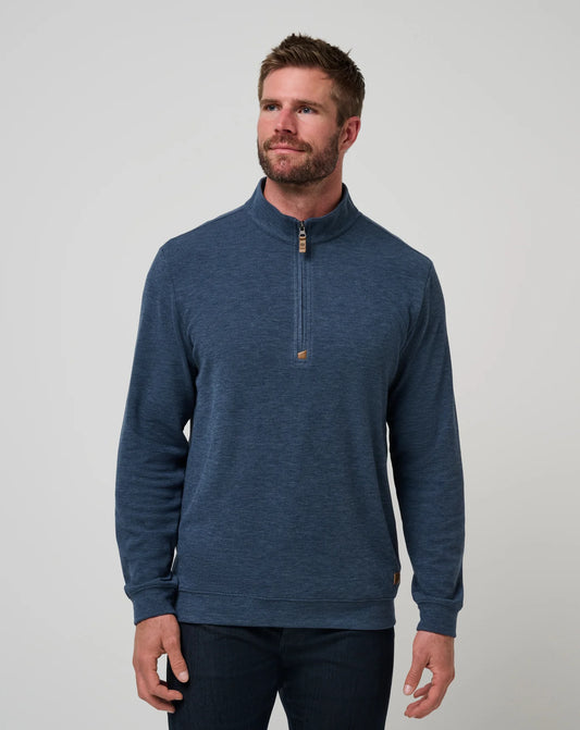 TRAVIS MATHEW - Cloud Sweater Quarter Zip / Heather Navy
