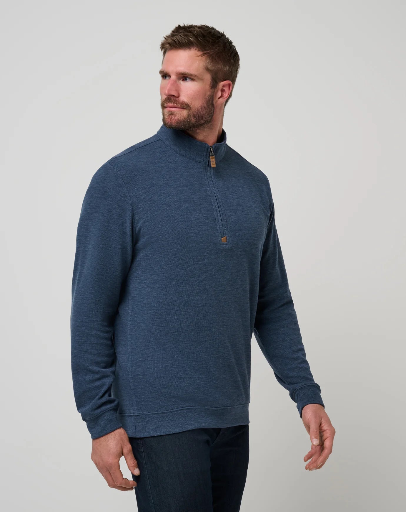 TRAVIS MATHEW - Cloud Sweater Quarter Zip / Heather Navy