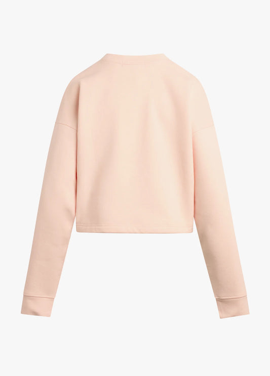 The Cropped Collegiate Sweatshirt / pale pink & white