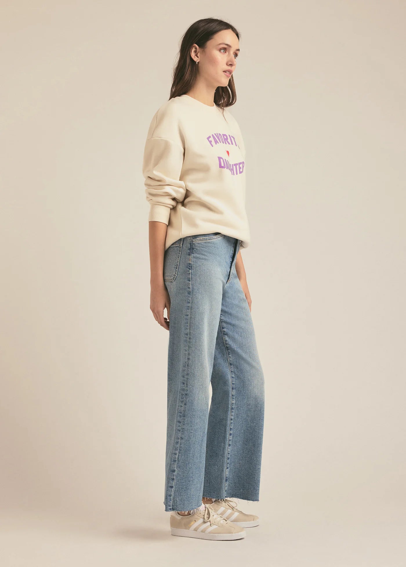 Favorite Daughter Heart Logo Sweatshirt / Gardenia&BabyBlue