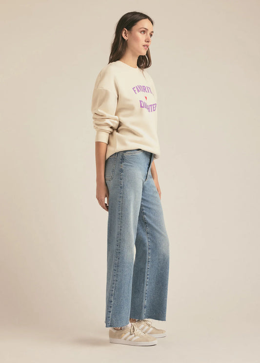 Favorite Daughter Heart Logo Sweatshirt / Gardenia&BabyBlue