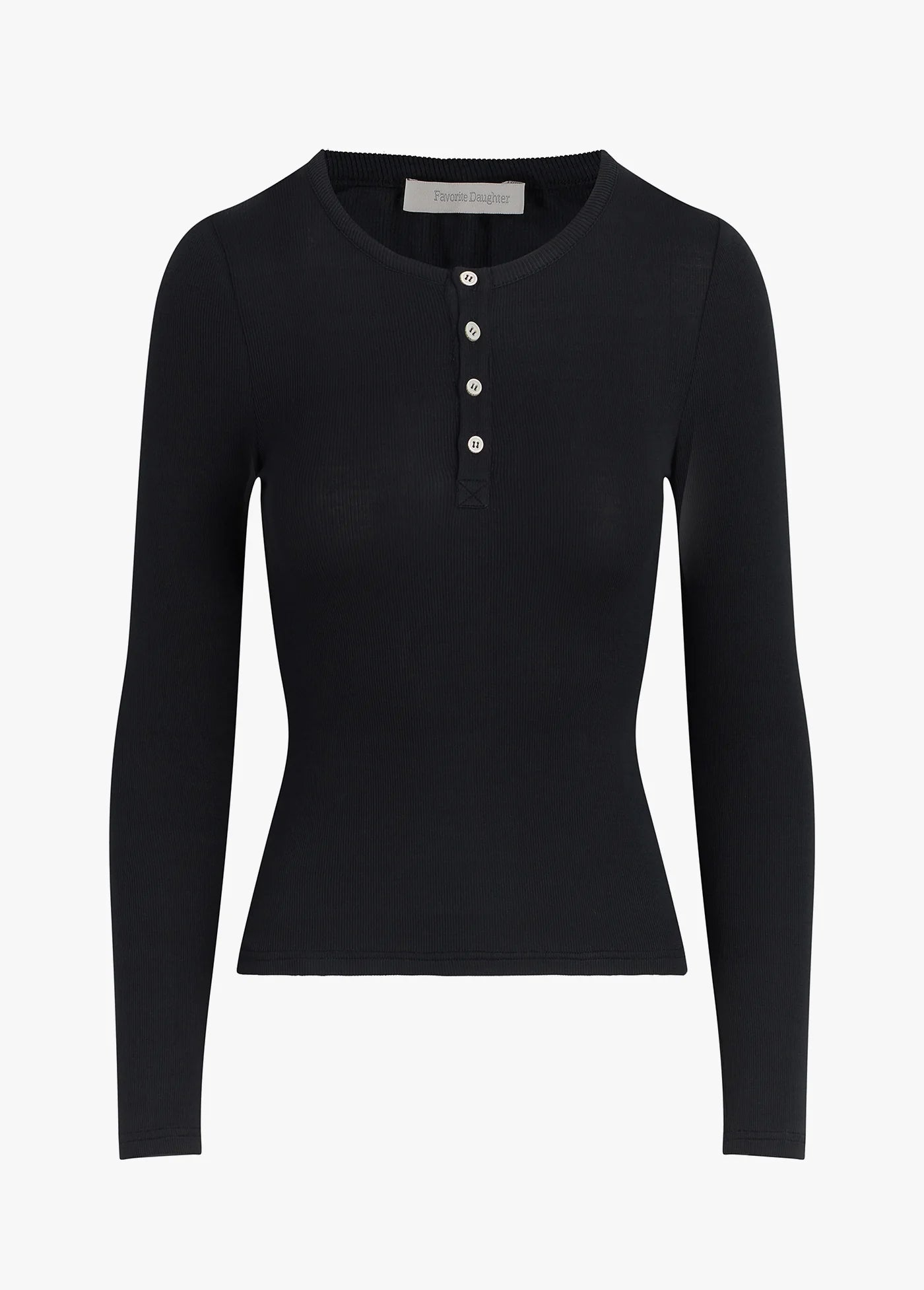 The Henley Ribbed Long sleeve / Black