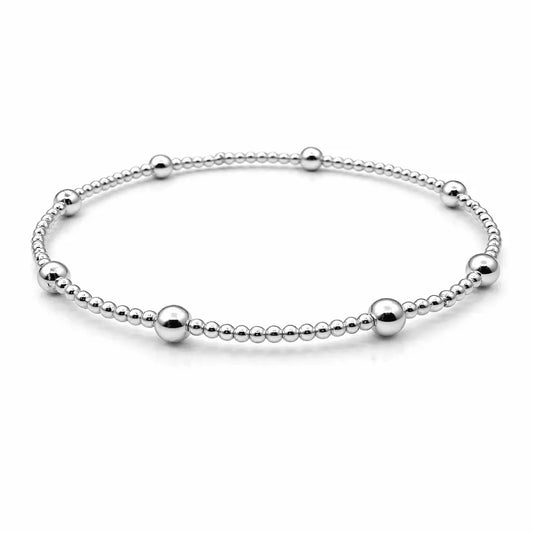 2mm Sterling Silver Waterproof Karma bracelet (with twelve 4mm)