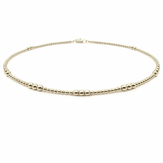 2mm+4mm beaded 14k Gold Filled Waterproof Necklace