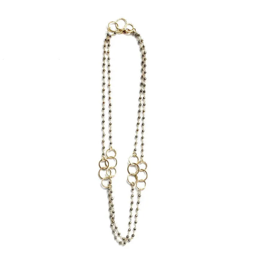 3 Hoops on Pyrite Necklace