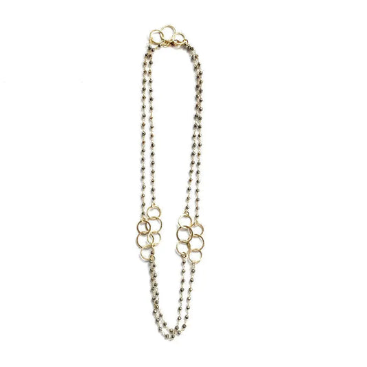 3 Hoops on Pyrite Necklace