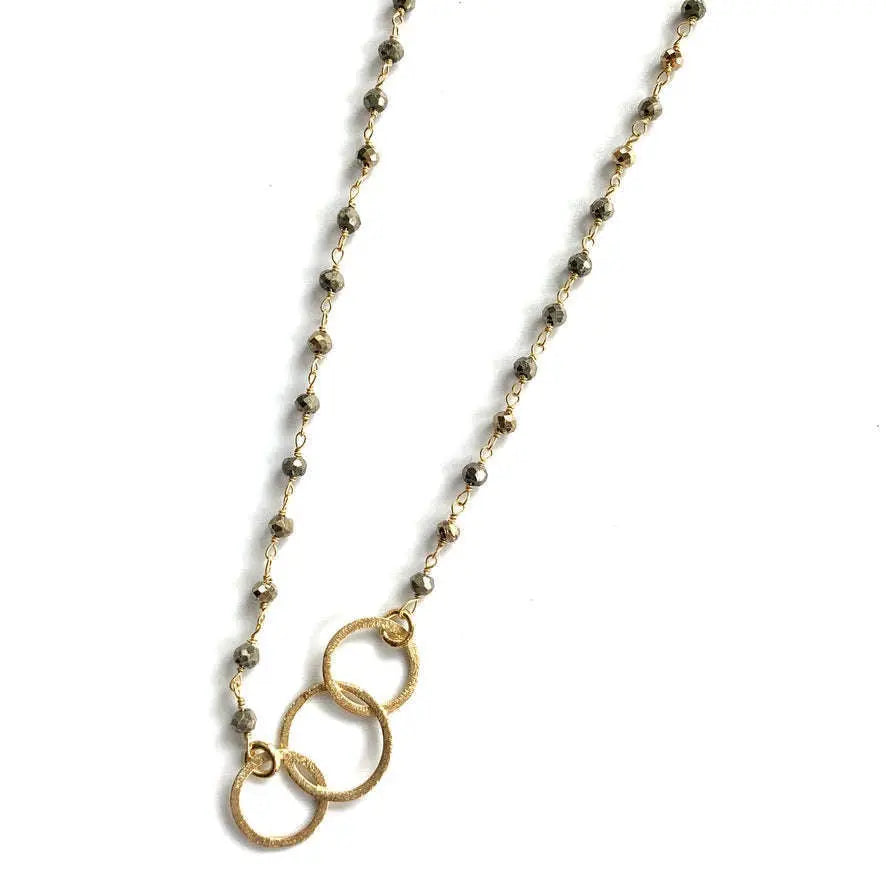 3 Hoops on Pyrite Necklace