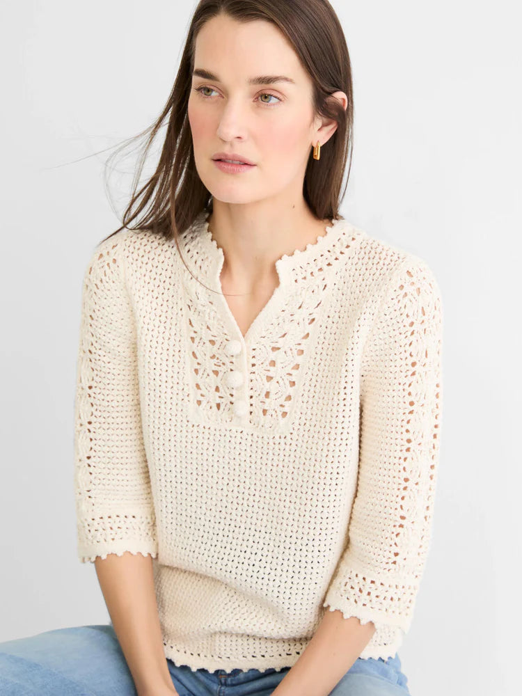 Crochet Mesh Sweater/ Ivory