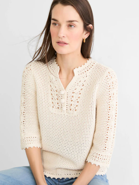 Crochet Mesh Sweater/ Ivory