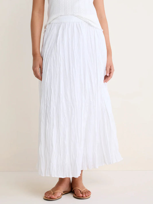 Cotton Crinkle Skirt/ Paper White