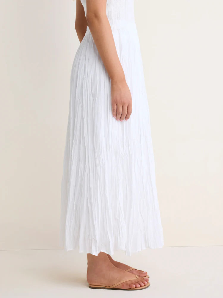 Cotton Crinkle Skirt/ Paper White
