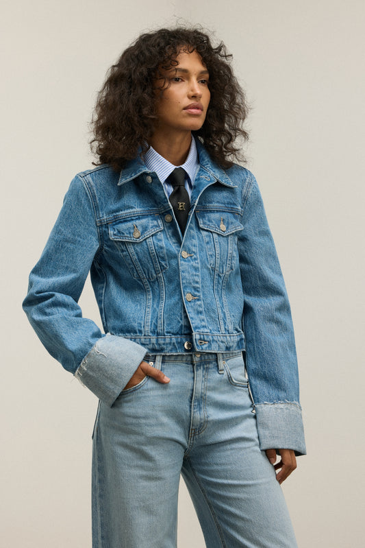 HUDSON - Cuffed Cropped Denim Jacket