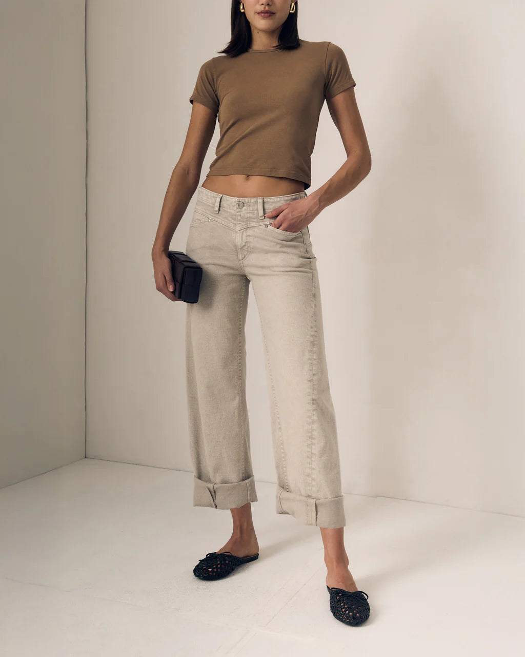 Selena Crop Cuffed/ Desert Sands