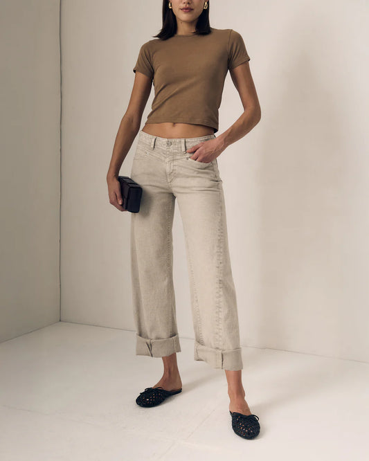 Selena Crop Cuffed/ Desert Sands