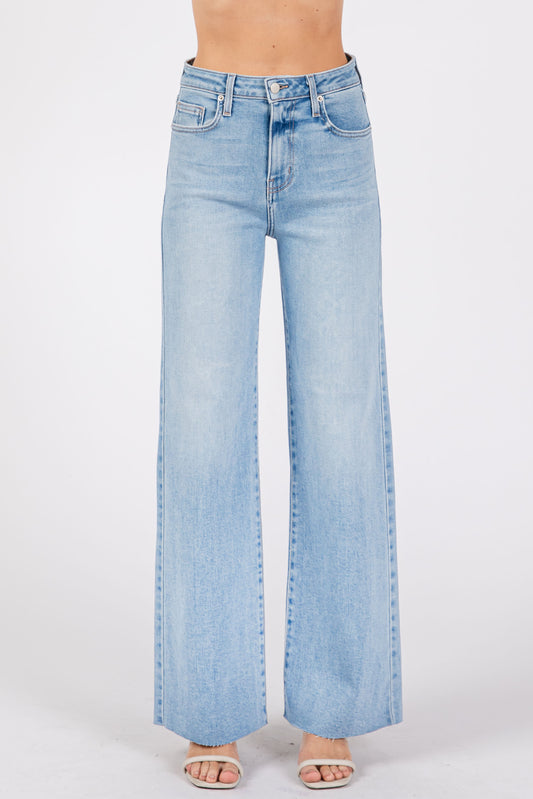 LETTER TO JULIET - Light Paola A-Line Scissor Hem Wide Leg Jean
