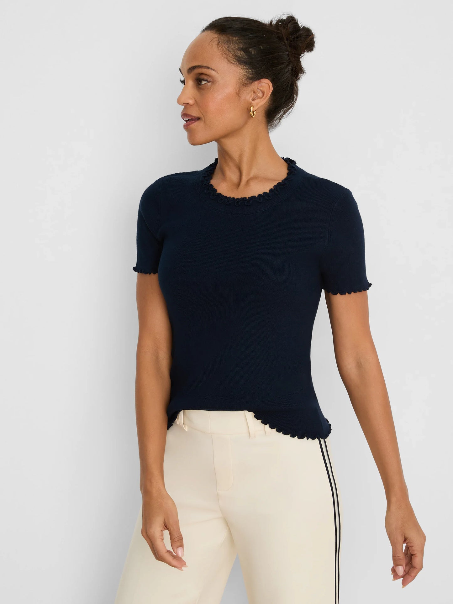 Ruffle Trim Sweater Tee