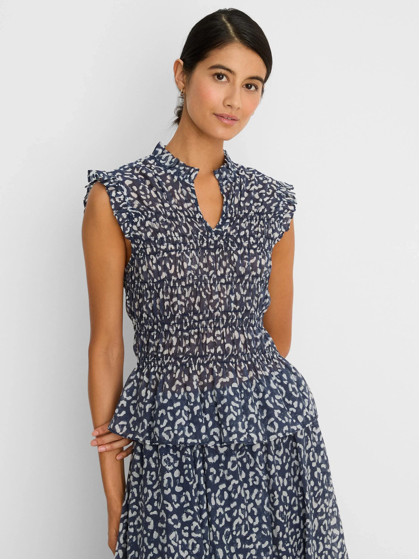 Leopard Smocked Top