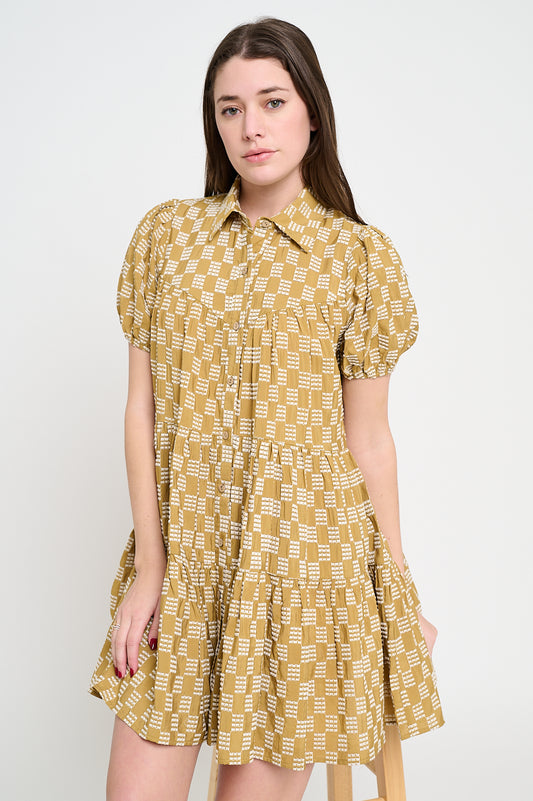 MEET ME IN SANTORINI - Terracotta Weave Button Down Dress