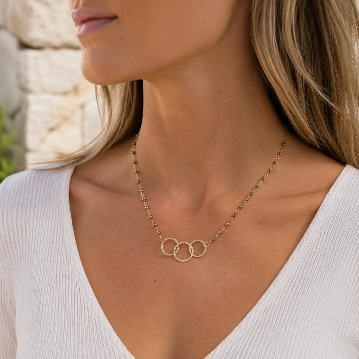 Pyrite Hoop Necklace (Short)
