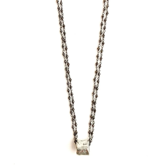 Oxi Pyrite Barrel Necklace