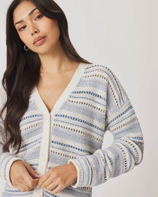 Addison Stripe Cardigan/Air Country