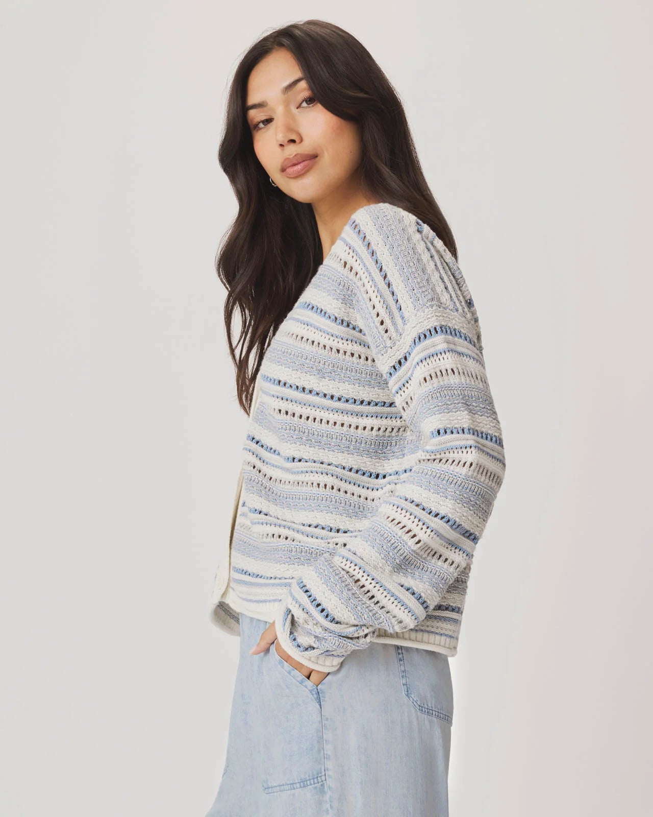 SPLENDID-Addison Stripe Cardigan/Air Country