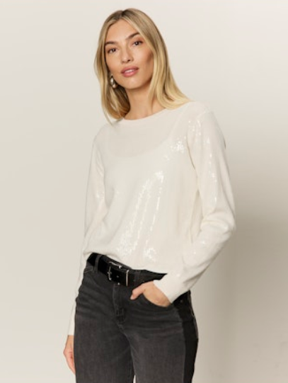 SANCTUARY - Sparkle Together Sweater Top/ Chalk