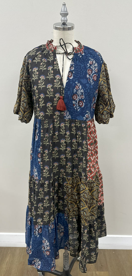 THML - Puff Sleeve Floral Print Tiered Dress