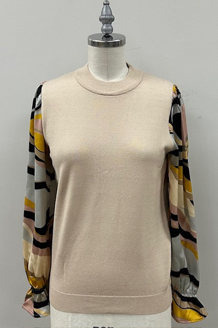THML - Long Sleeve Mixed Media Top