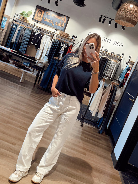 WARP + WEFT - SAT ‘90s Straight High Rise Utility / Ecru