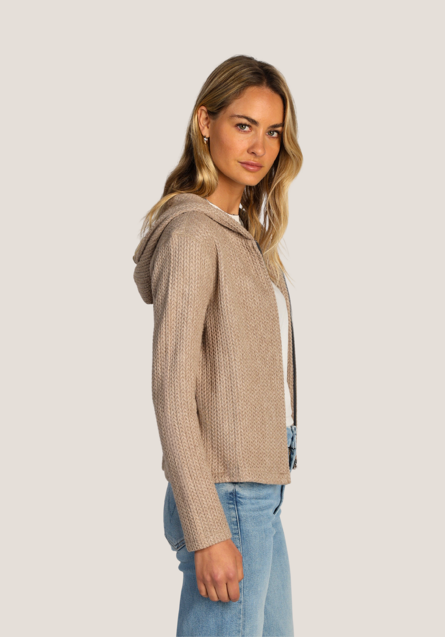 DYLAN - Zip Hoodie Jacket/ Light Brown