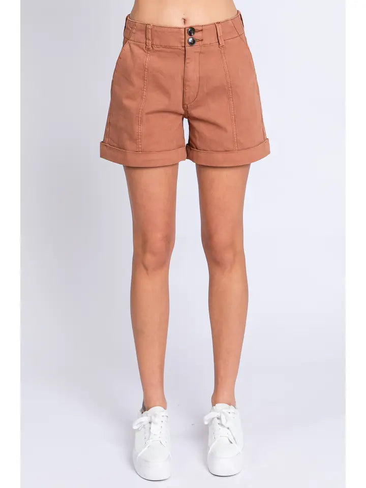 Double Button Roll-Up Short