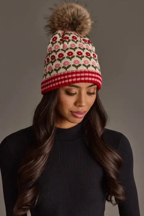Floral Pom Hat