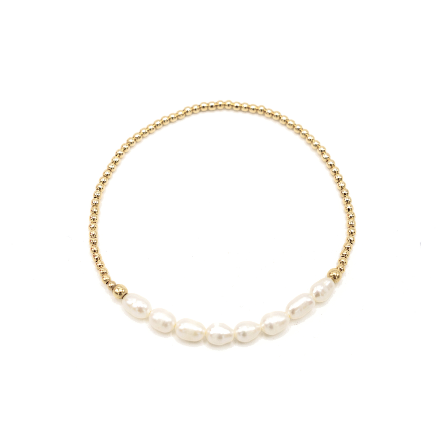 ERIN GRAY - Petite Row Rice Pearl Bracelet with 14k Gold-Filled Beads