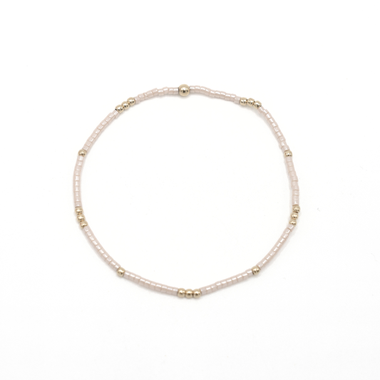 2mm Newport PALEST PINK + Gold Filled Waterproof Bracelet