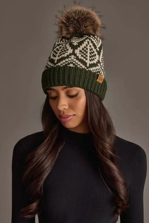 Leaf Patterned Pom Hat